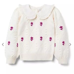 Cable Knit Floral Collared Sweater